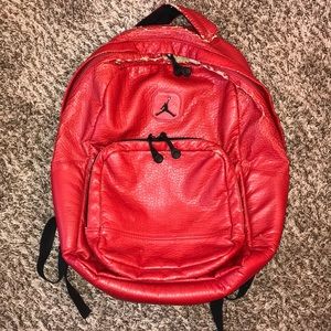 red leather jordan backpack